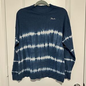 PINK Victoria's Secret Men's Navy Tie-Dye Crewneck Sweater